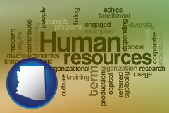 arizona map icon and human resources concepts
