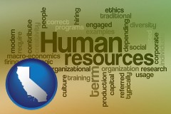 california map icon and human resources concepts
