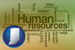 indiana map icon and human resources concepts