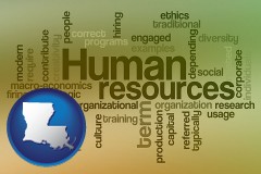 louisiana map icon and human resources concepts