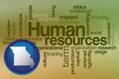 missouri map icon and human resources concepts
