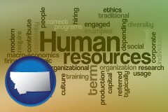 montana map icon and human resources concepts