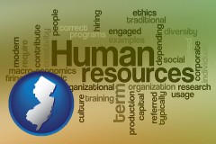 new-jersey map icon and human resources concepts