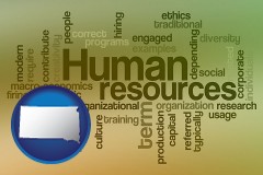 south-dakota map icon and human resources concepts