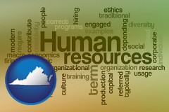 virginia map icon and human resources concepts
