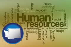 washington map icon and human resources concepts
